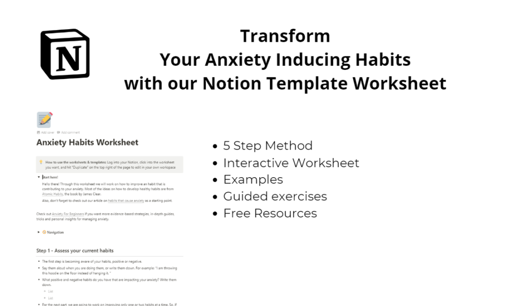 Anxiety Habits Worksheet Notion Template